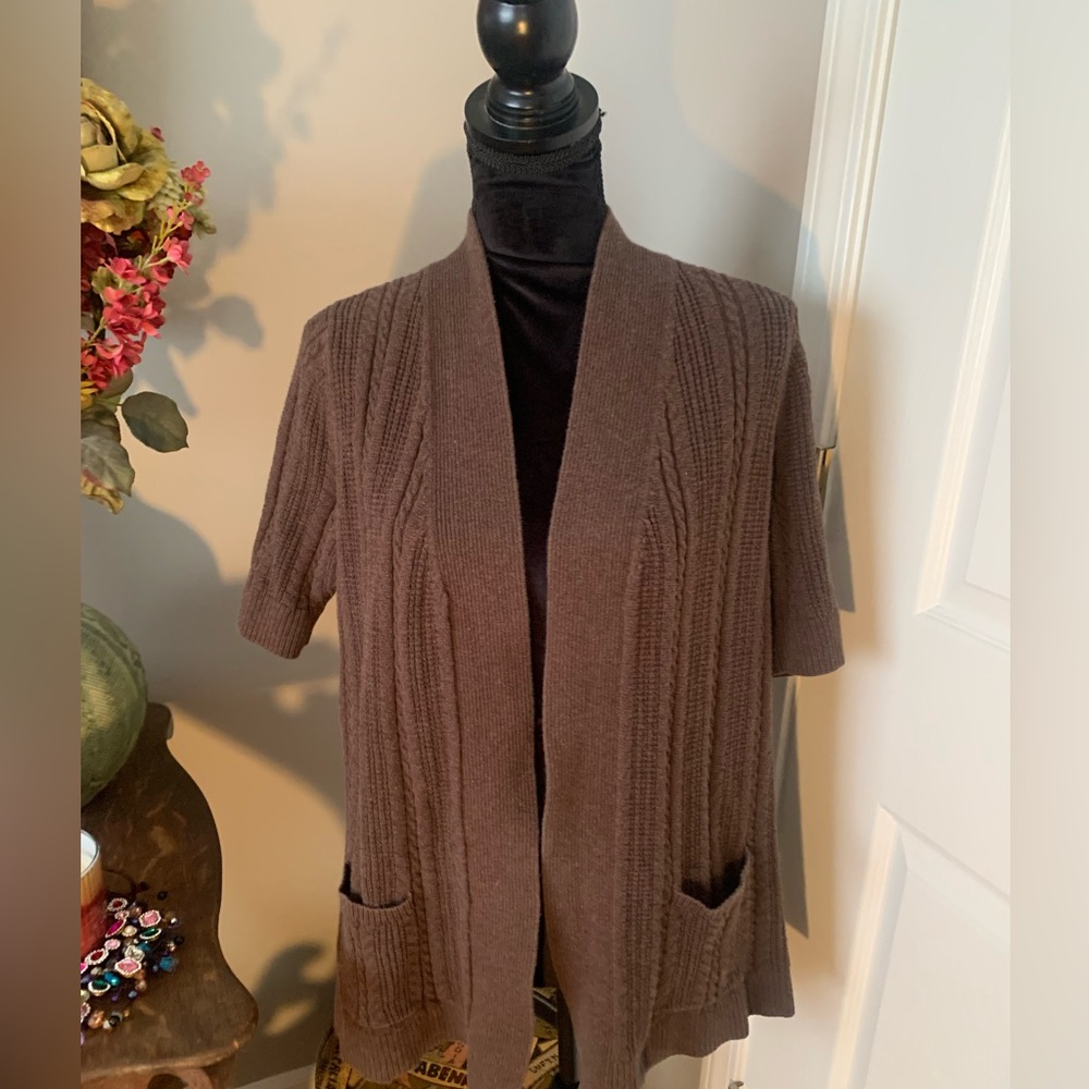 Chocolate Brown Short Sleeve Cardigan